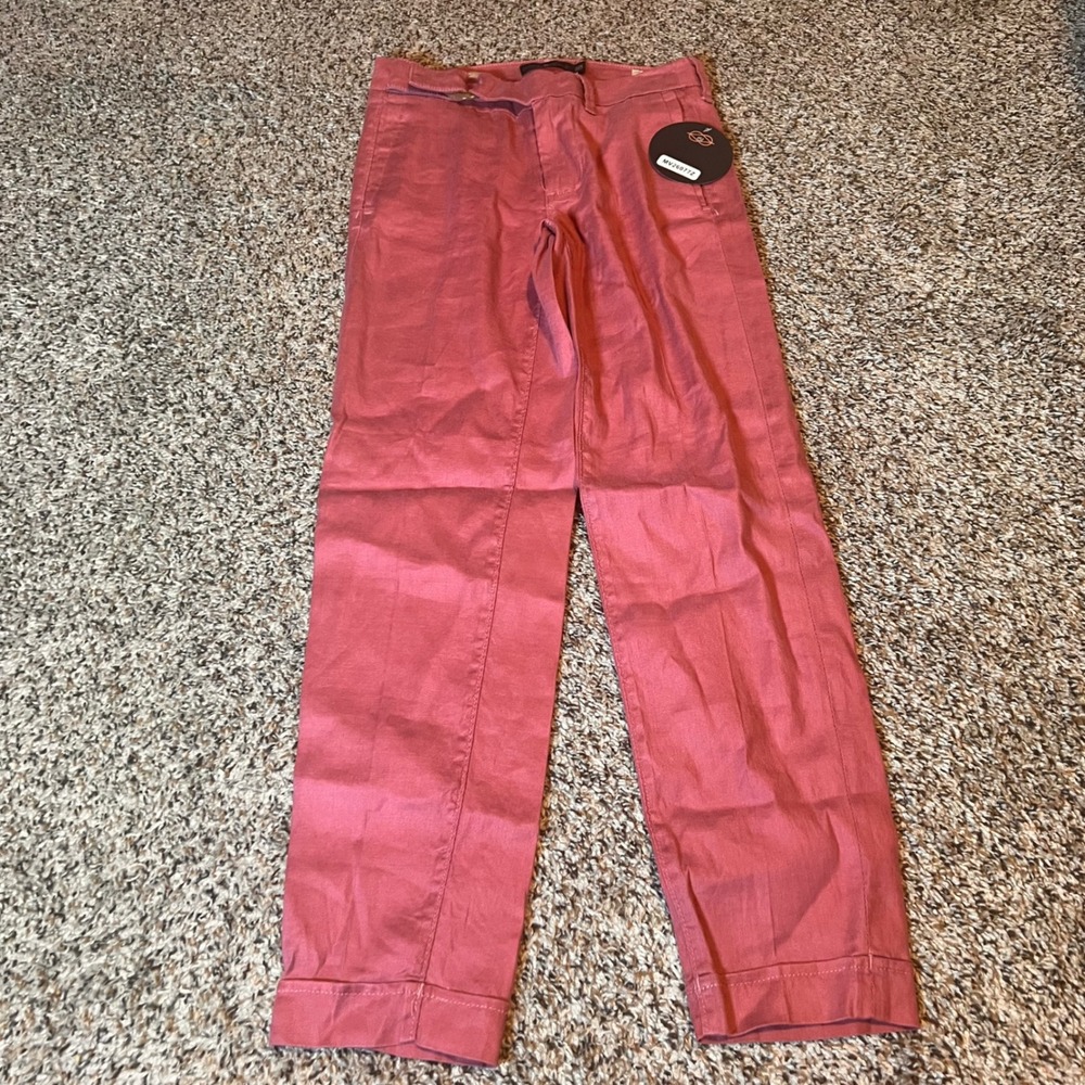 ONE‎ 5 ONE Chino Colette Pants Size 3/26 Rosewood Pink Cropped Ankle New